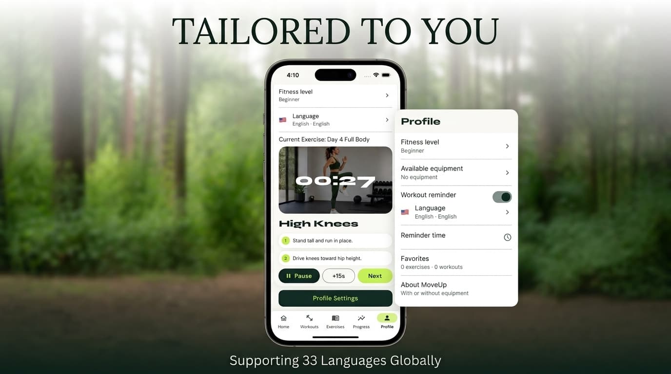 MoveUp Gym home screen